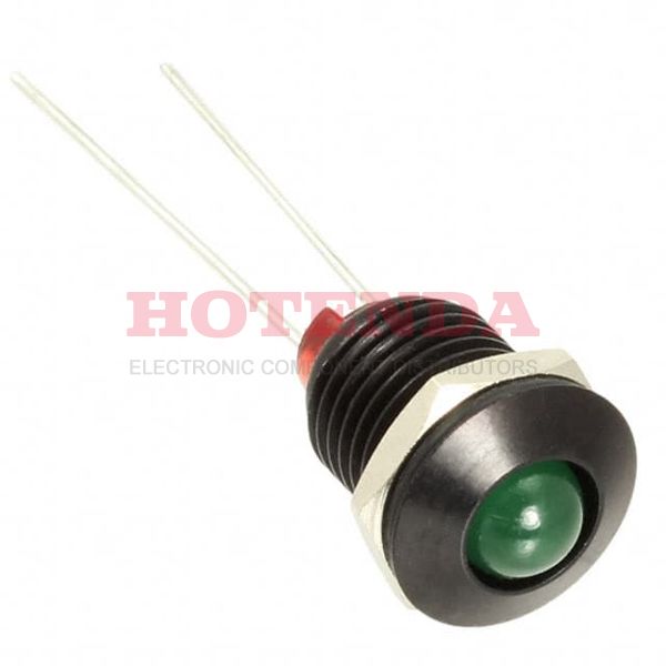 DX1092/GN - BULGIN DX1092/GN LED Panel Mount Indicator, Aluminium Bezel, Green, 8 mm, 2 VDC, 25 mA, 20 mcd, IP66