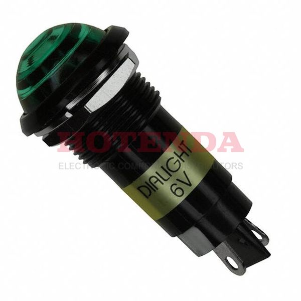 6161232120F - LED PANEL MNT 16MM GREEN 6VDC