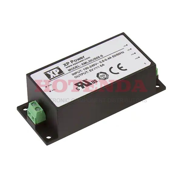 EML30US15-S - XP POWER EML30US15-SAC/DC Enclosed Power Supply, Medical, Adjustable, Fixed, 85 V, 264 V, 30 W, 15 V, 2 A
