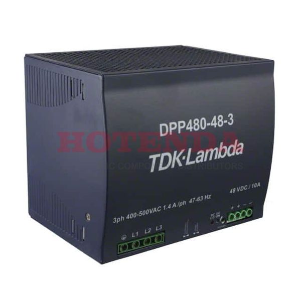 DPP480-48-3 - TDK LAMBDA DPP480-48-3 AC/DC DIN Rail Power Supply, Active PFC, Adjustable, Fixed, 1 Output, 340 VAC, 575 VAC, 480 W