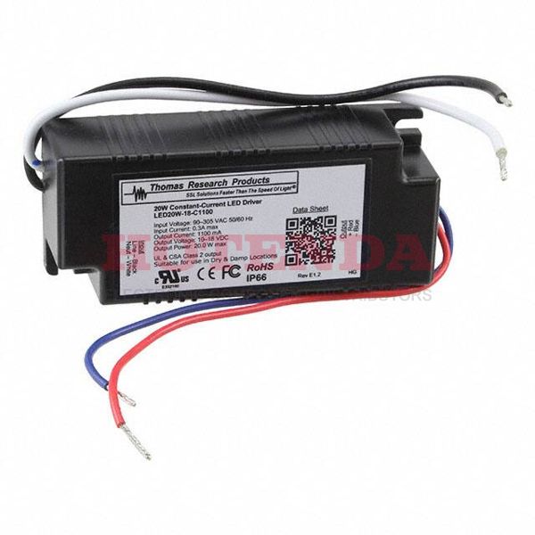 LED20W-18-C1100 - LED DRIVER CC AC/DC 10-18V 1.1A