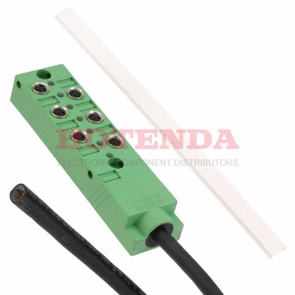 1516030 - PLUSCON Actuator Box 6 Connector Opening, Dust Tight, Waterproof M8 Green Polybutylene Terephthalate (PBT) Plastic Gold