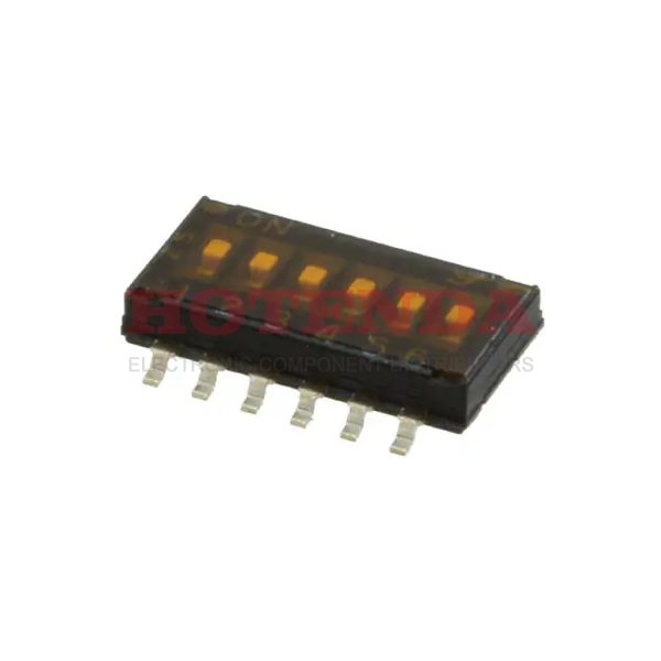 97C06SRT - Switch DIP ON OFF SPST 6 Recessed Slide 0.025A 24VDC Gull Wing 1000Cycles 1.27mm SMD T/R
