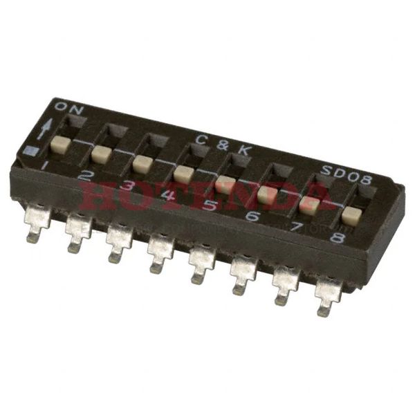 SD08H1SBD - SWITCH SLIDE DIP SPST 100MA 25V