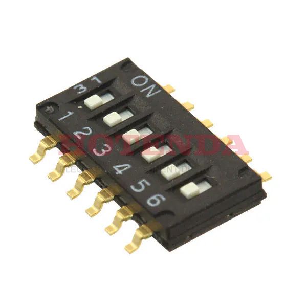 A6H-6101 - OMRON ELECTRONIC COMPONENTS A6H-6101 DIP / SIP Switch, A6H Series, SPST, DIP Unsealed, SMD, 25 mA, 24 VDC