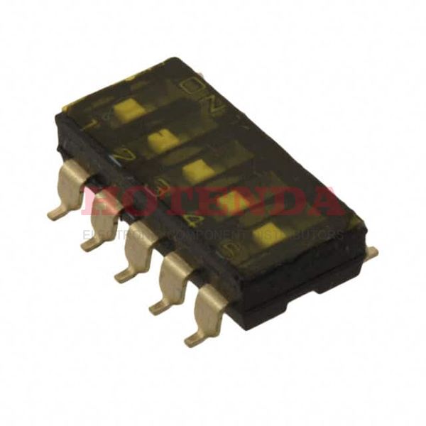 A6S-5102 - Switch DIP OFF ON SPST 5 Flush Slide 0.025A 24VDC Gull Wing 1000Cycles 2.54mm SMD Stick