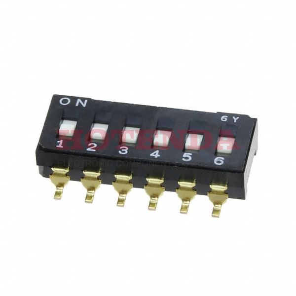 CFS-0601MB - Switch Slide OFF ON 6PST Flat Knob 0.1A 24VDC Gull Wing SMD Magazine