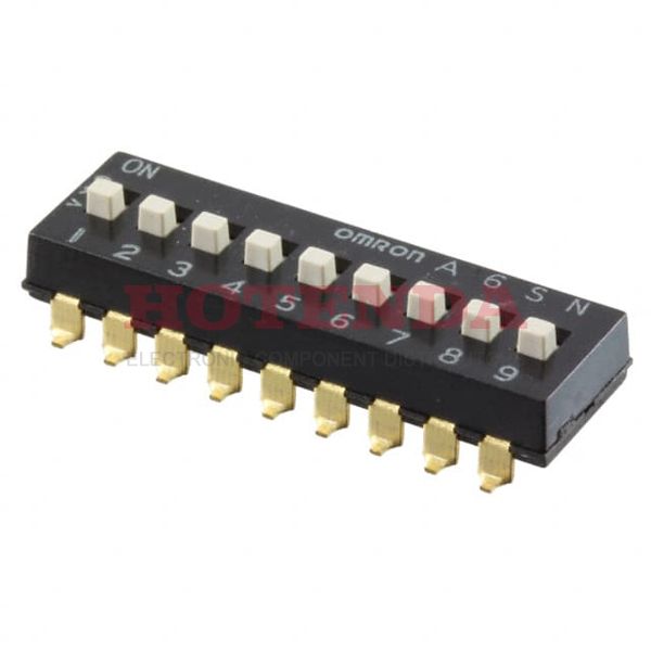 A6SN-9104 - DIP Switches / SIP Switches 9P Knife-Edge, 2.3mm Slide SMT Raised-Act