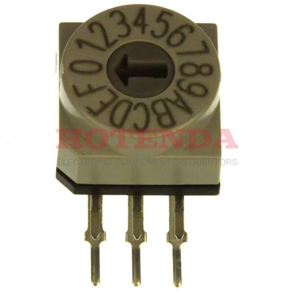PT65103L508 - APEM - PT65-103-L508 - Rotary Coded Switch, Through Hole, 16 Position, 24 VDC, Hexadecimal, 400 mA
