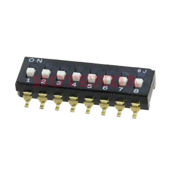 CFS-0802MB - Switch Slide OFF ON 8PST Convex Knob 0.1A 24VDC Gull Wing SMD Magazine