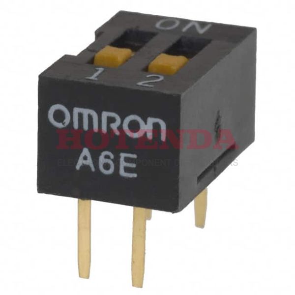 A6E-2101 - OMRON ELECTRONIC COMPONENTS A6E-2101 DIP / SIP Switch, A6E Series, SPST, DIP Unsealed, Through Hole, 25 mA, 24 VDC