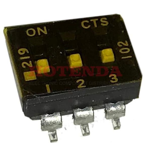 219-3LPSTF - Switch DIP OFF ON SPST 3 Extended Slide 0.1A 20VDC Gull Wing SMD Tube