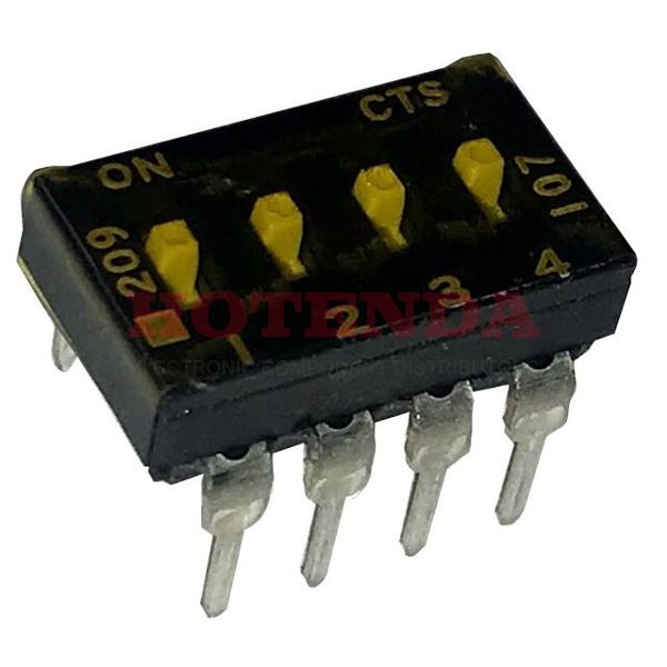 209-4MSTD - Switch DIP ON OFF SPST 4 Extended Slide 0.1A 20VDC PC Pins Thru-Hole Tube