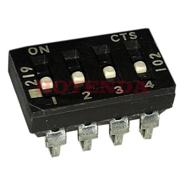219-4LPSJF - Switch DIP OFF ON SPST 4 Extended Slide 0.1A 20VDC J-Bend SMD Tube