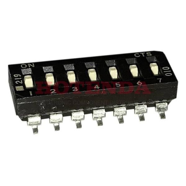 219-7LPSR - Switch DIP ON OFF SPST 7 Extended Slide 0.1A 20VDC Gull Wing SMD T/R