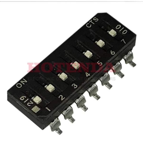 219-7LPSRF - Switch DIP OFF ON SPST 7 Extended Slide 0.1A 20VDC Gull Wing SMD T/R