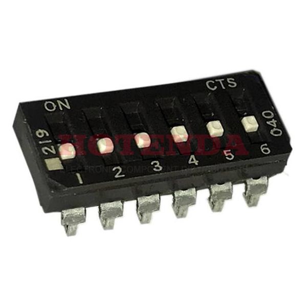 219-6LPSJF - Switch DIP OFF ON SPST 6 Extended Slide 0.1A 20VDC J-Bend SMD Tube