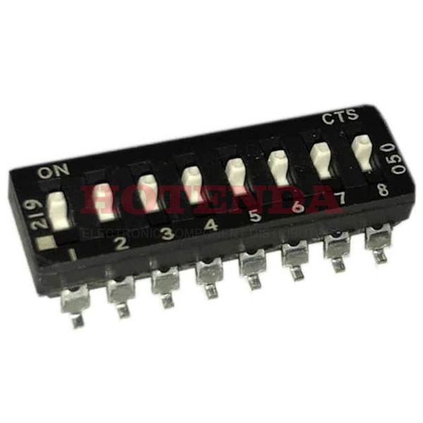 219-8ES - Switch DIP ON OFF SPST 8 Extended Slide 0.1A 20VDC Gull Wing SMD Tube