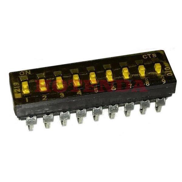 219-9MSTJR - Switch DIP ON OFF SPST 9 Extended Slide 0.1A 20VDC J-Bend SMD T/R