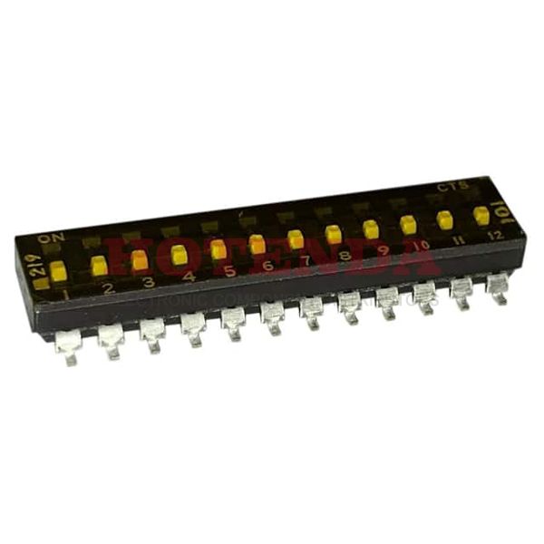 219-12MSTF - Switch DIP OFF ON SPST 12 Extended Slide 0.1A 20VDC Gull Wing SMD Tube