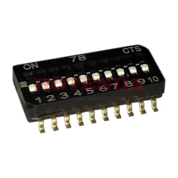 218-10LPSF - Switch DIP OFF ON SPST 10 Recessed Slide 0.025A 24VDC Gull Wing SMD Tube