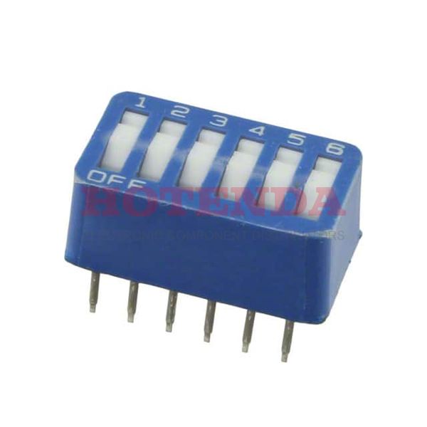 2-435668-6 - Switch DIP OFF ON SPST 2 Recessed Rocker 0.06A 24VDC PC Pins 2.54mm Thru-Hole