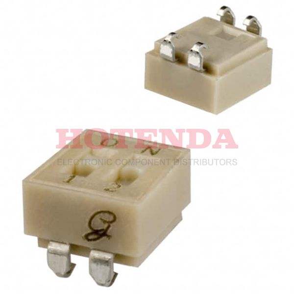 90HBJ02RT - Switch DIP ON OFF SPST 2 Recessed Slide 0.1A 30VDC J-Bend 2000Cycles/SwitchCycles 2.54mm SMD T/R