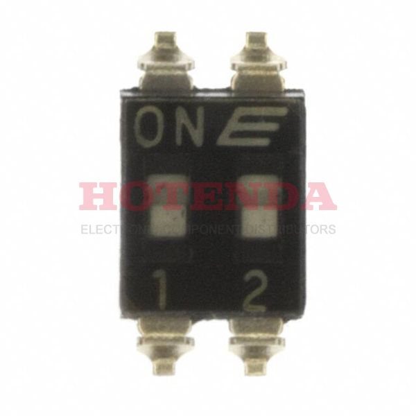 KAJ02TGGT - Switch DIP OFF ON SPST 2 Recessed Slide 0.025A 24VDC Gull Wing 2.54mm SMD Tube