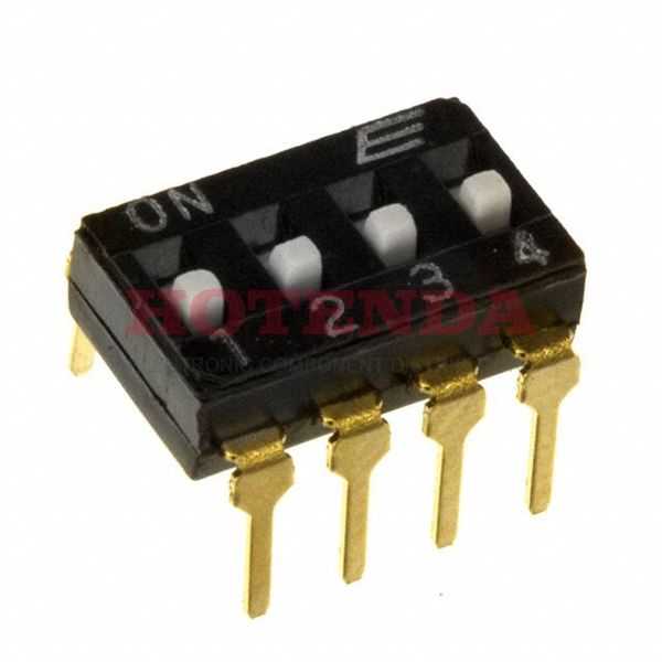 KAJ04LAGT - KAJ Series SPST 4 Position Extended Actuator Through Hole Low Profile Dip Switch