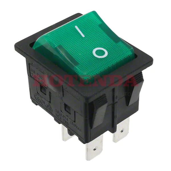 RBW2ABLKGILFF1 - SWITCH ROCKER DPST 16A 125V