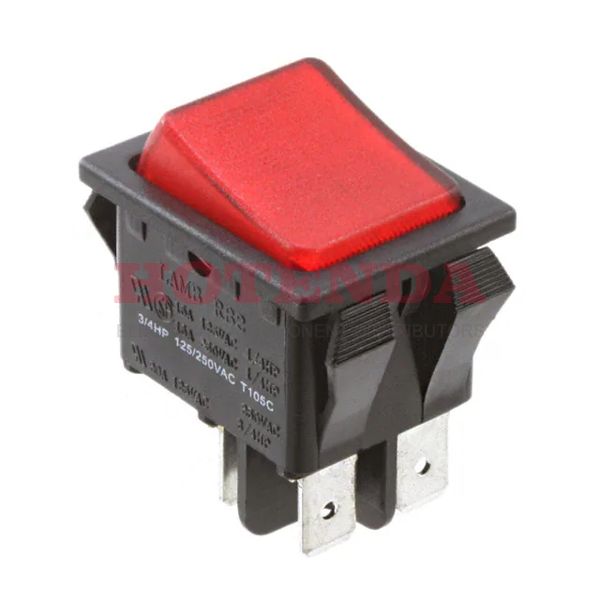 RB242D1000-116 - SWITCH ROCKER DPST 20A 125V
