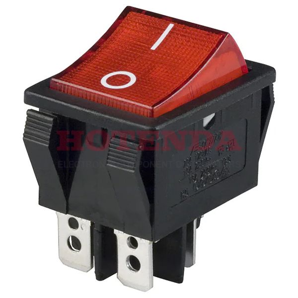 R5BBLKREDFF3 - SWITCH ROCKER DPST 20A 125V