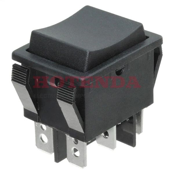 R5IBLKBLKEF0 - Rocker Switches 10A 250V DPDT On-Off-(On)No Lamp