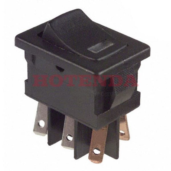 DM64J72S205Q3 - Switch Rocker ON OFF DPST Quick Connect Curved Rocker 10A 250VAC