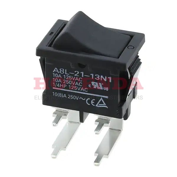 A8L-21-13N1 - SWITCH ROCKER DPST 10A 125V