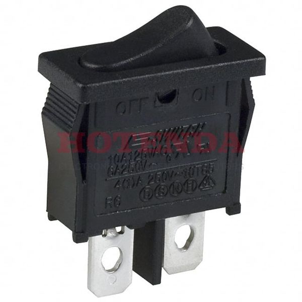 R6BBLKBLKEF - SWITCH ROCKER SPST-NO 10A 125V