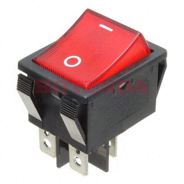 R5BBLKREDGF2 - Illuminated Rocker Switches 15A 250V DPST On-OffIncandescent