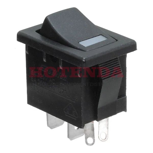 R1966ABLKBLKEGRED - SWITCH ROCKER SPST 15A 125V