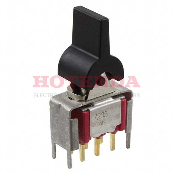 7205J60V6BE2 - Switch Rocker Mom OFF Mom DPDT PC Pins Lever 20VAC 20VDC 0.4VA