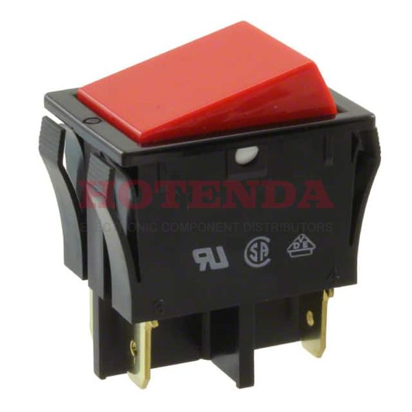 A8A-202-1 - Switch Rocker ON OFF DPST Quick Connect Flat Rocker 16A 250VAC 40000Cycle