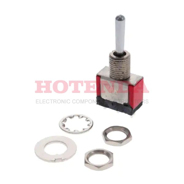 7103MCWW4BE - Switch Toggle ON OFF ON SPDT Round Lever Wire Wrap 20VAC 20VDC 0.4VA Panel Mount with Threads