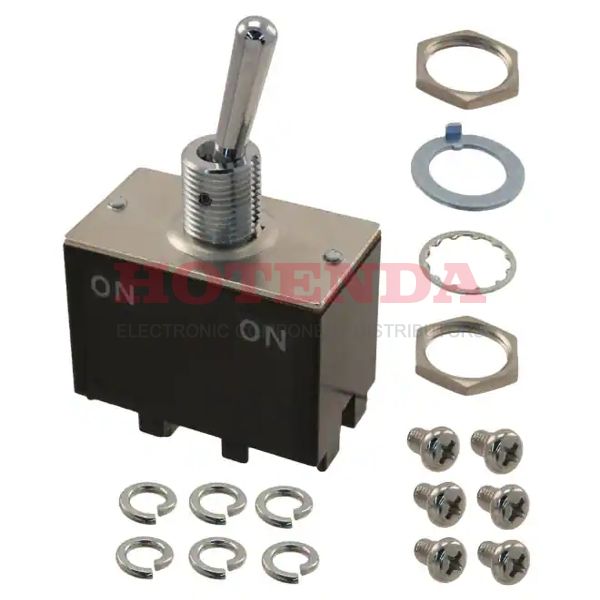 S822 - Switch Toggle ON None ON DPDT Round Lever Screw Lug 30A 250VAC 125VDC Panel Mount with Threads