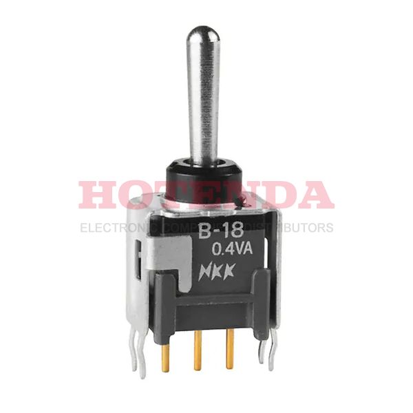 B18AB - NKK SWITCHES B18AB Toggle Switch, Non Illuminated, SPDT, (On)-Off-(On), Through Hole, 100 mA