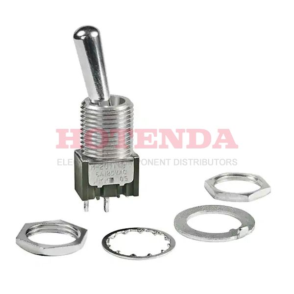 M2011B2B1W01 - Switch Toggle ON None OFF SPST Large Bat Lever Solder Lug 6A 250VAC 30VDC Panel Mount with Threads
