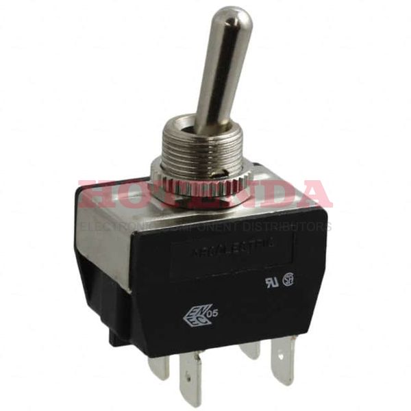 C3950BA - Switch Toggle ON OFF DPST Round Lever Quick Conn 20A 277VAC 72VDC 745.7VA Panel Mount with Threads