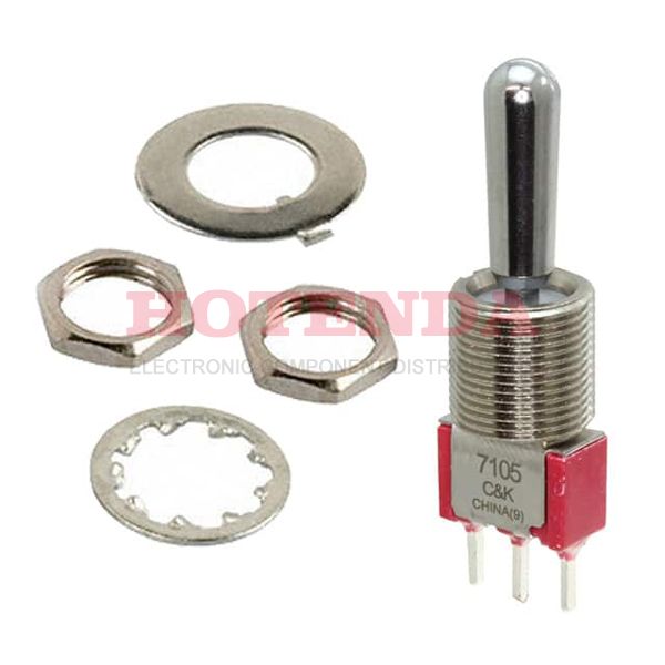 7105TCQE - Toggle Switches MOM-OFF-MOM SPDT PCB