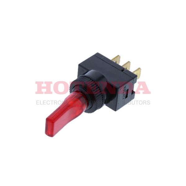 TE5-1A-DC-1-RL - WEDGE TOGGLE OFF-ON RED LED