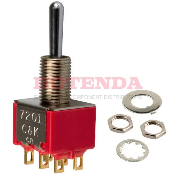 7201SYZBE - C &amp; K COMPONENTS 7201SYZBEToggle Switch, 7000 Series, Non Illuminated, DPDT, On-On, Panel, 5 A