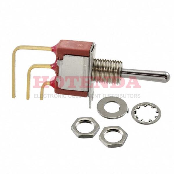 7103SDAV2BE - Switch Toggle ON OFF ON SPDT Round Lever PC Pins 20VAC 20VDC 0.4VA PC Mount with Bracket and Threads