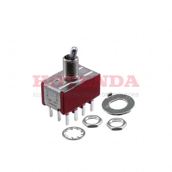 U41MHZ3QE - Switch Toggle ON None ON 4PDT Round Lever Quick Conn 5A 250VAC 28VDC Panel Mount with Threads